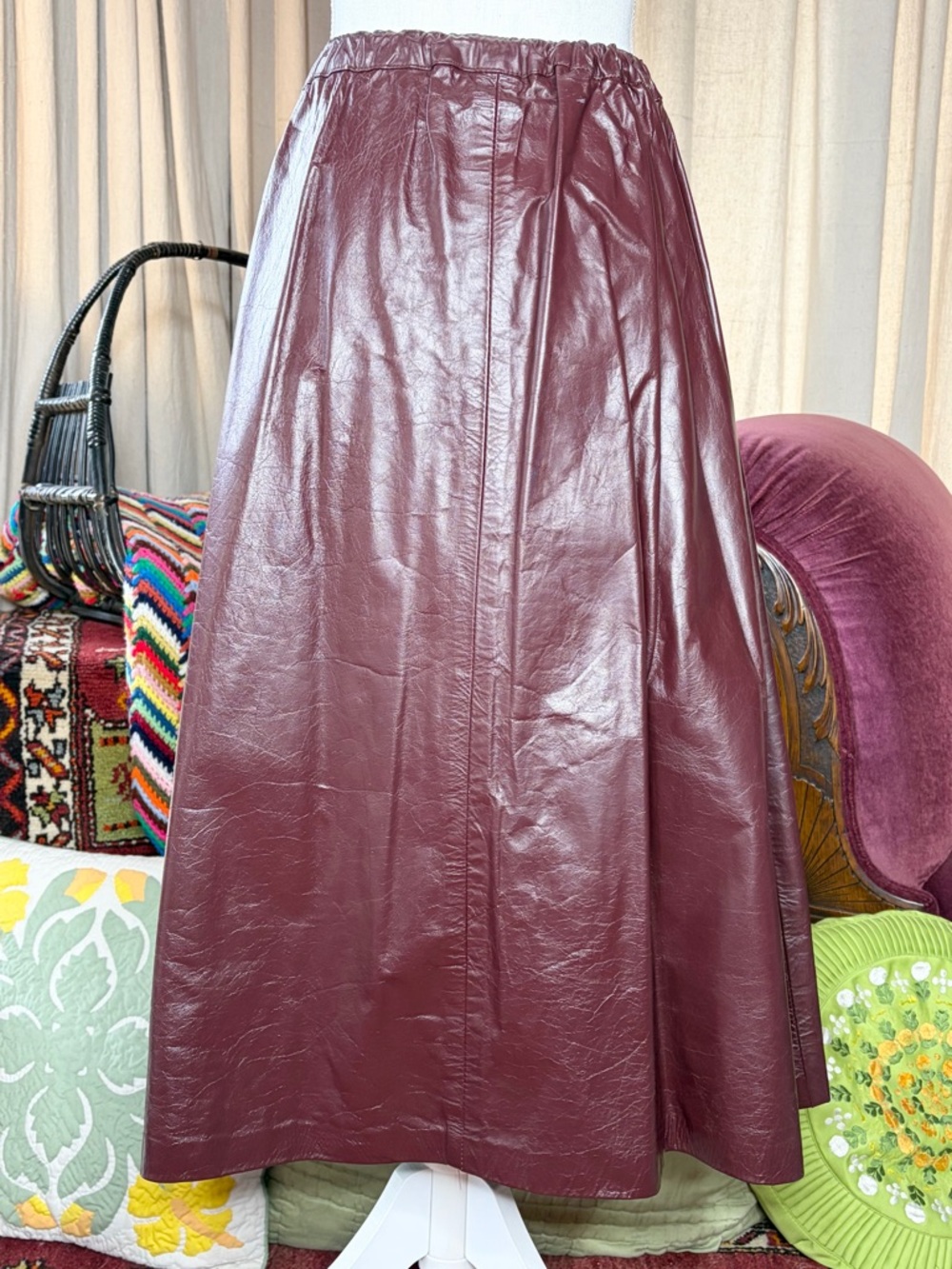 70s Leather A-Line Skir - Picture 3 of 9